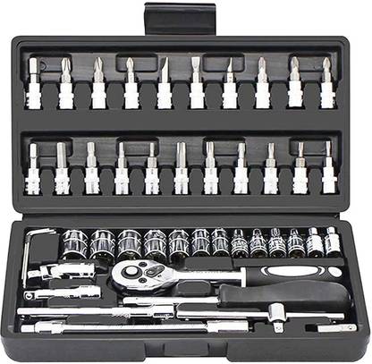 GORLERA 46 in 1 Pcs Tool Kit & Screwdriver and Multi Purpose Combination Tool Case Precision Socket Set