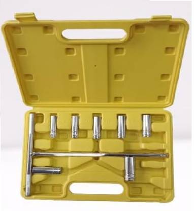 EASTMAN T-Handle Socket Wrench Set, Anti Slip Knurled Handle with 7 Hex Sockets E-2219 Socket Set