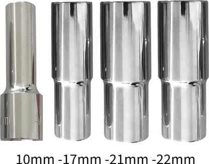 4MECH 10mm + 17mm + 21mm + 22mm Hex Long Chrome Vanadium Steel, 1/2" Sq. Dr. Single Sided Combination Wrench
