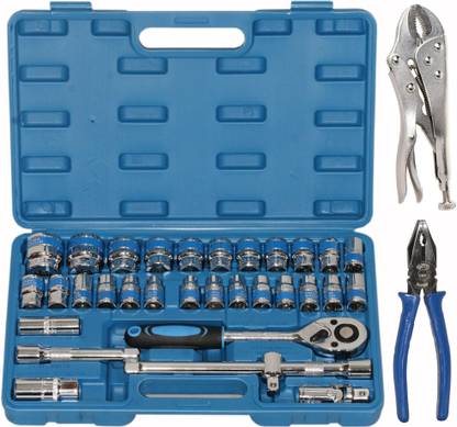 Digital Craft 32Pc Socket Set,8"Inch Combination Plier,Lock Grip Plier Socket Set