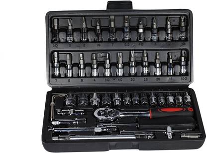 VRAVMO 46 in 1 Pcs Tool Kit & Screwdriver and Socket Set Multi Purpose Combination Tool Case Precision Socket Set Socket Set