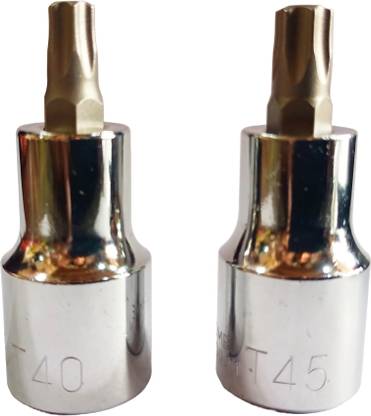 TOM T-40 + T-45 Torx Bit 1/2" Drive Chrome Vanadium Steel Hardened Socket Set