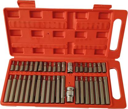 DUMDAAR 40pc Torx Star Spline Hex Allen Key Socket Set 3/8 & 1/2 Drive Allen T20-T55 Socket Setÿÿ(Pack of 40)