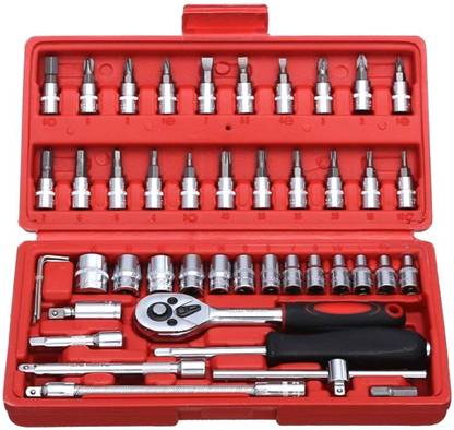Afflatus Socket Set Tool Kit for Home Use Socket Tools Kit Wrench Set Box 46 in 1 Socket Set