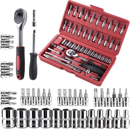 CHESTON 46-in-1 Socket Set Multi Purpose Tool Kit w/ Wrench & Precision Sockets Socket Set