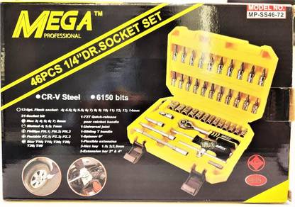MEGA 46-Piece Mega 1/4" Socket Set: Professional-Grade Tool Kit with Durable Case Socket Set
