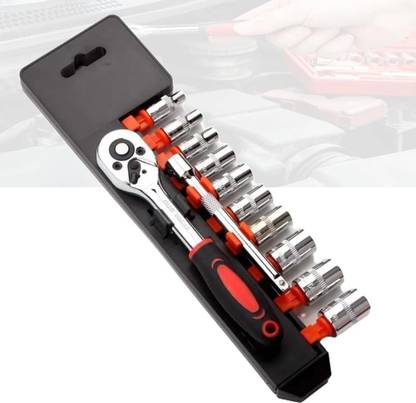 OKASTA 12PCS CRV 1/4 inch QUICK RELEASE REVERSIBLE RATCHET SOCKET WRENCH SET Socket Set