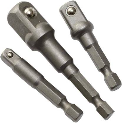 Gadariya King 3Pcs Socket Adapter Set Hex Shank to 1/4 3/8 1/2 Inch Impact Driver Drill Bits Socket Set