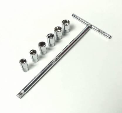 4MECH 1/4" Square Drive T-Handle With 8, 9, 10, 11, 12, 13 MM, Hardened CRV Steel Socket Set