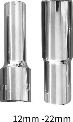 4MECH 12mm + 22mm Hex Long Chrome Vanadium Steel Anti Rust Socket Set