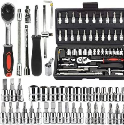 VT ENTERPRISE 46 PCS 1/4 Inch Socket Set | Compact Ratchet Wrench Tool Kit | High Quality Socket Set