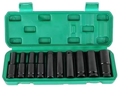 ADAWAT 10 Pieces Deep Impact Socket Set 1/2-Inch Hex Socket Set