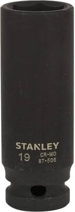 STANLEY STMT87506-8B 1/2-inch 19mm Chrome-Molybdenum Steel Impact Deep Socket (Black) Socket Set