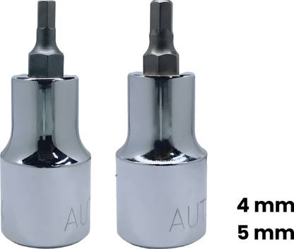 4MECH 4+5mm 1/2" Drive, Hardened and Tempered, Hex Allen Bit Socket Single Sided Combination Wrench