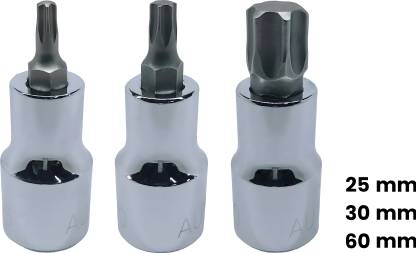 4NEX T-25+T-30+T-60, Hardened Chrome Vanadium Steel, Torx-Bit-Socket Socket Set