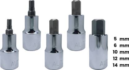 4MECH 1/2" Drive LNS-5+6+10+12+14, Hardened CRV Steel, Hex Allen Bit Socket Socket Set
