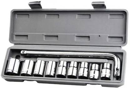 FABUNIK 10 Pcs Tool Box for Bike/Car Repair Tools Kit Single Sided Socket Wrench Socket Set