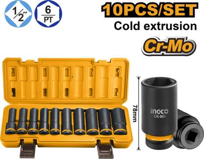 INGCO 10 Pcs 1/2" deep impact socket set Socket Set