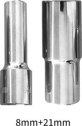 4MECH 8mm + 21mm Hex Long Chrome Vanadium Steel Anti Rust Socket Set