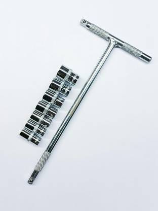 4MECH 7mm 8mm 9mm 10mm 11mm 12mm and 13mm 1/4 Drive Socket Set with 8 Inch T handle Socket Set