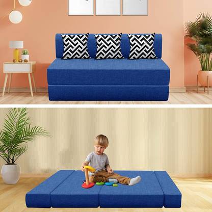 SLEEP ZONE 5X6' Feet- Sofa Com Bed With Three Cushion 3 Seater Single Foam Fold Out Sofa Cum Bed
