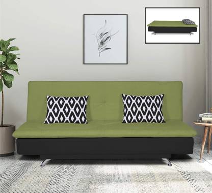 ADORN INDIA Aspen 3 Seater Two Tone Rhombus Sofa Cum Bed (Green & Black) 3 Seater Double Solid Wood Fold Out Sofa Cum Bed