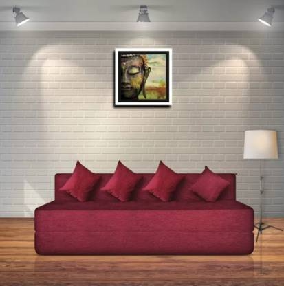 BHARATRAJ (6X6)-4Cushion 4 Seater Double Foam Fold Out Sofa Cum Bed