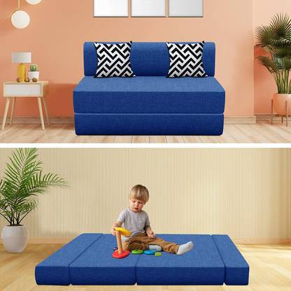 SLEEP ZONE 34X6' Feet- Sofa Com Bed With Two Cushion 2 Seater Single Foam Fold Out Sofa Cum Bed