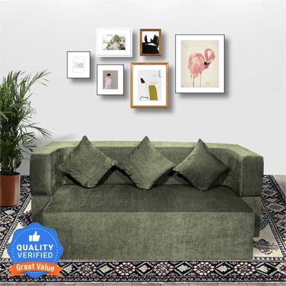 Seventh Heaven Chenille Molfino Fabric, 72x44x14 with 3 Cushion 3 Seater Double Foam Fold Out Sofa Cum Bed