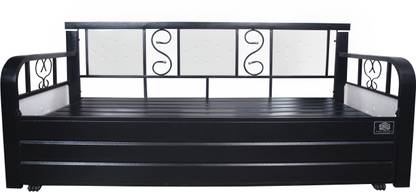 SoftSoul FURNITURE 3 Seater Double Metal Pull Out Sofa Cum Bed