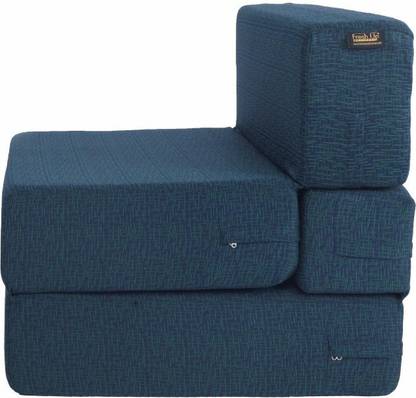 Fresh Up Prisma Two Seater Folding Sofa Bed for Home - Polycotton Fabric Washable Cover- 4x6 Feet- Peacock Blue Single Sofa Bed 2 Seater Double Foam Fold Out Sofa Cum Bed