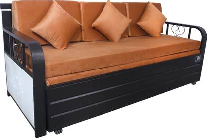 Trivedi FURNITURE 3 Seater Single Metal Pull Out Sofa Cum Bed