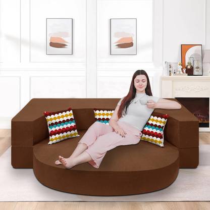 Flipkart Perfect Homes Sleeper Round Sofa futon Couch 3 Seater Double Foam Fold Out Sofa Cum Bed