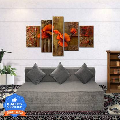 Seventh Heaven 6*6 Chenille Molfino Fabric with 3 Cushions 4 Seater Double Foam Fold Out Sofa Cum Bed