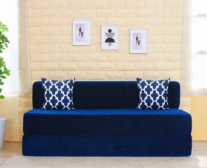 Uberlyfe 6 x 6 Ft Premium Chenille -Sofa Cum Bed with 2 Cushions(Semicircle Pattern) 3 Seater Double Foam Fold Out Sofa Cum Bed
