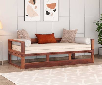 House Of Kuber Solid Sheesham Wood King Size Fold Out 3 Seater Sofa Bed For Bed Room, Seating. 3 Seater Double Solid Wood Fold Out Sofa Cum Bed