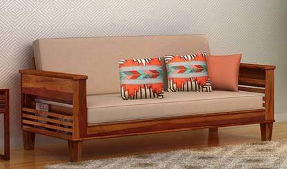 FURINNO Solid wood with storage for livingroom/bedroom/seating 3 Seater Double Solid Wood Fold Out Sofa Cum Bed