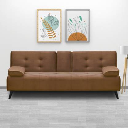 ARRA Horizon Tufted Back Sofa With Cupholder 3 Seater Single Solid Wood, Engineered Wood Fold Out Sofa Cum Bed
