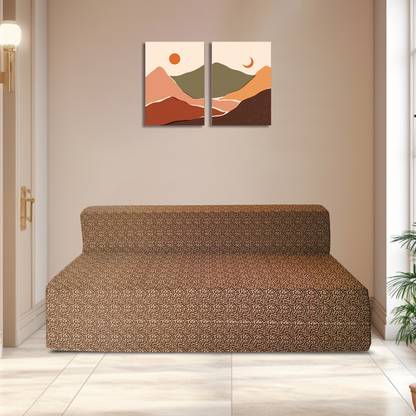 Fresh Up Triumph Four Seater Folding Sofa Cum Bed Furniture For Home and Living Room - Polycotton Fabric Washable Cover- 6x6 Feet- Dark Brown 4 Seater Double Foam Fold Out Sofa Cum Bed