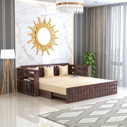 CARLTON LONDON 3 Seater Double Solid Wood Pull Out Sofa Cum Bed