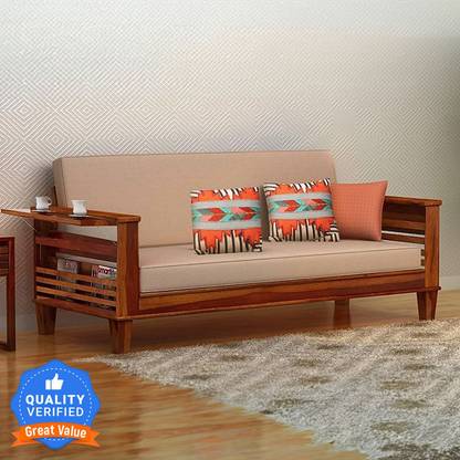 Worldwood Durable bed 3 Seater Double Solid Wood Fold Out Sofa Cum Bed