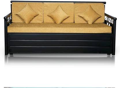 Zkazaa Furniture Metal Sofa Cum Bed 3 Seater Single Metal Pull Out Sofa Cum Bed
