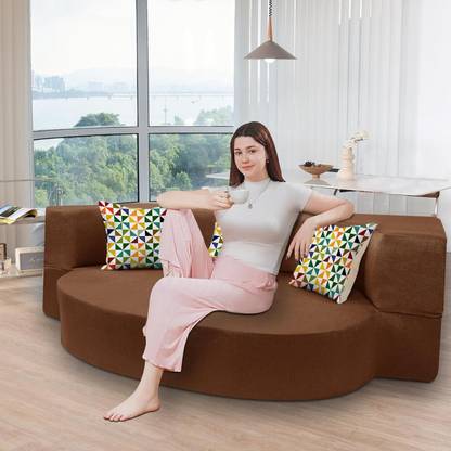 Flipkart Perfect Homes Sleeper Round Sofa futon Couch 3 Seater Double Foam Fold Out Sofa Cum Bed