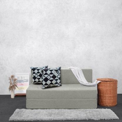 Fresh Up 4x6 Feet Jute Fabric Washable Cover with 2 2 Seater Double Foam Fold Out Sofa Cum Bed