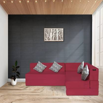 TAPODHANI INTERNATIONAL L Shaped Sofa Cum Bed 4 Seater Double Foam Fold Out Sofa Cum Bed