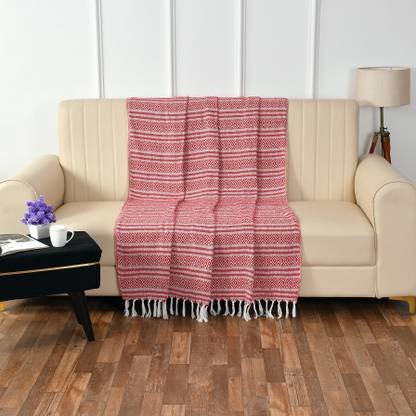 homewaytex 100% Cotton woven Herringbone Throw, Sofa Throw, Bed Throw. red 100% Cotton woven Throws. Size:- 52x68" OR 130x170 Cm Sofa Fabric