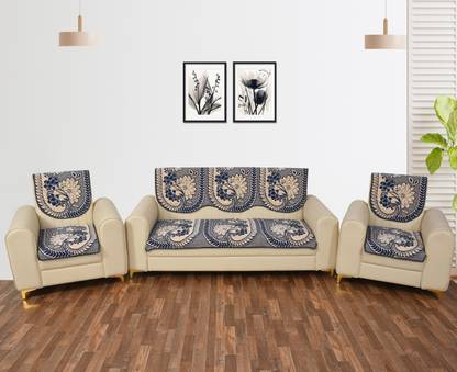 Furnishing Hut Reversible 5 Seater Sofa Cover Set Blue Sofa Fabric