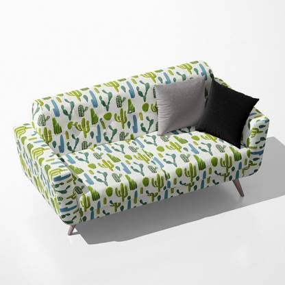 Artzfolio AZ5008244SOF_FB_RF_R-SP_D56^80_VL Tropical Cactus Pattern Velvet Sofa Fabric Sofa Fabric