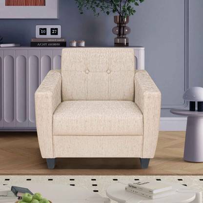 ARRA New Remo One Seater Sofa in Light Beige Color Fabric 1 Seater  Sofa