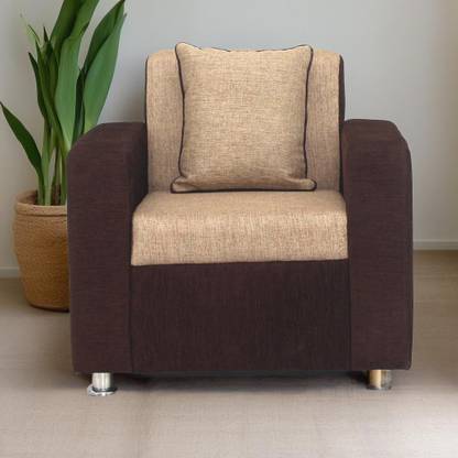 Bharat Lifestyle Tulip 1 Seater Brown Cream Color Fabric 1 Seater  Sofa